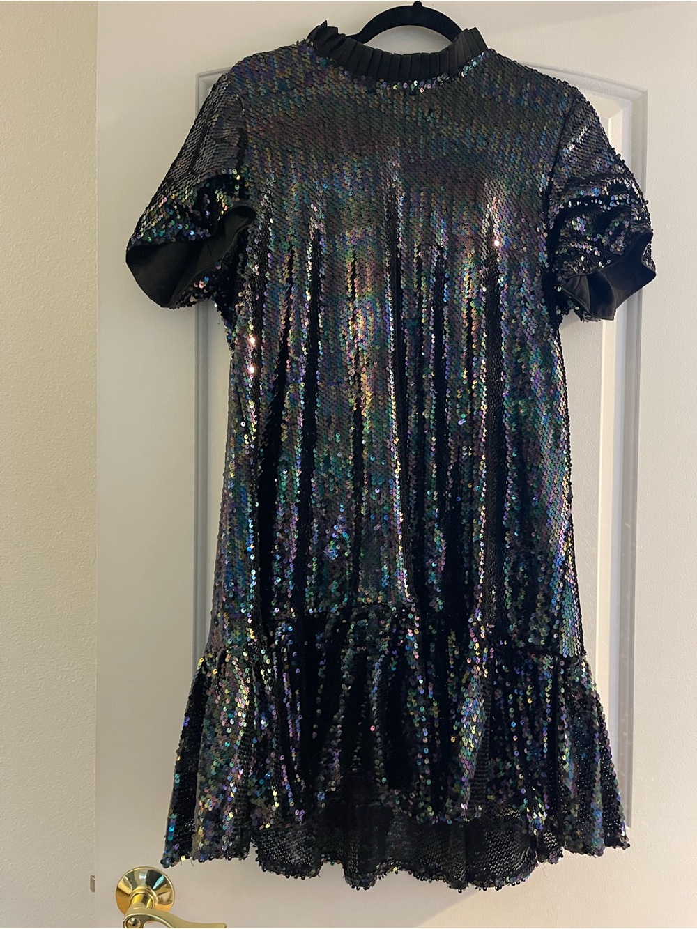 MELLODAY Black Sequin Pleated Dress